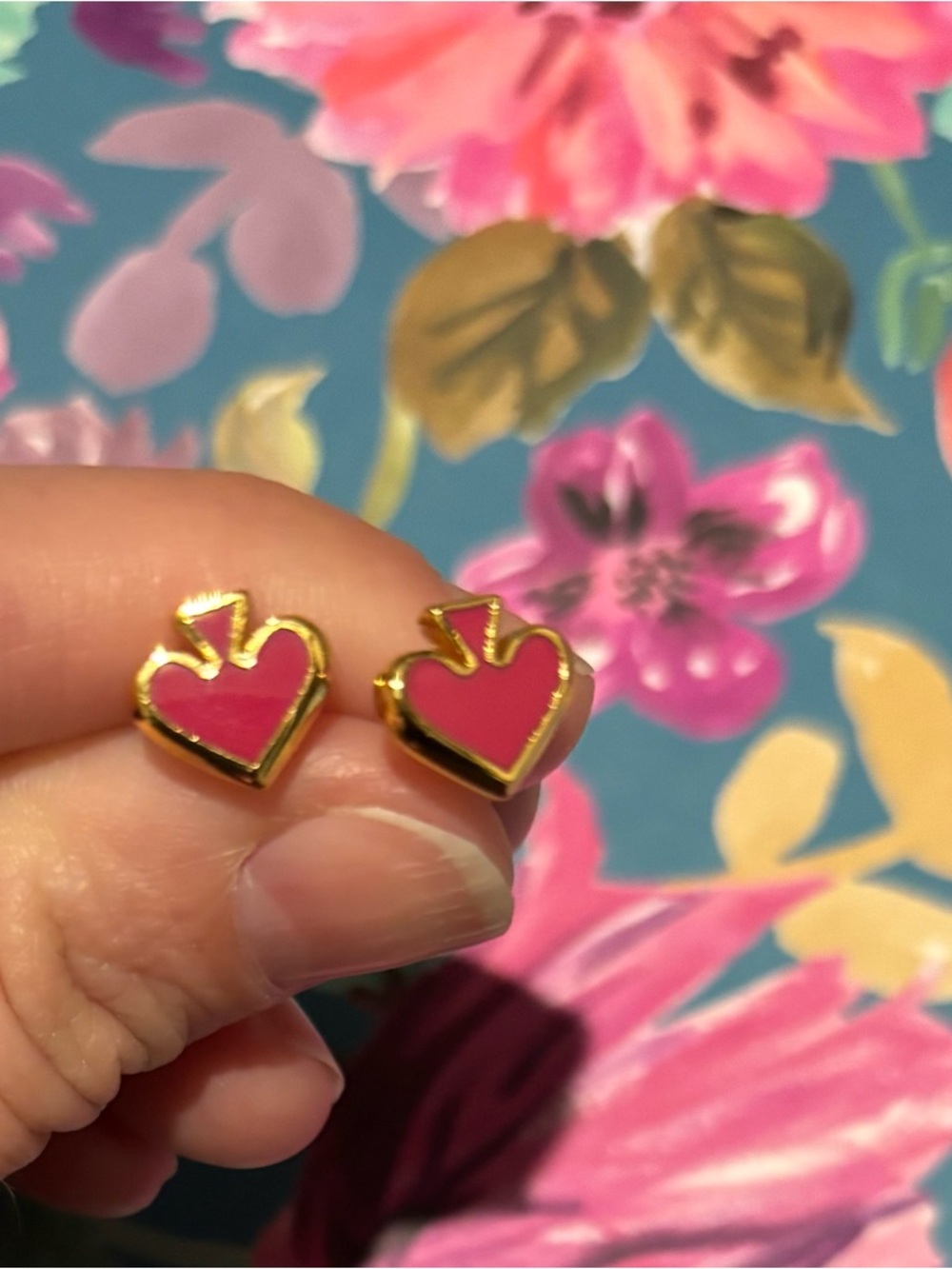 kate spade Gold-Tone Pink Heart Stud Earrings
